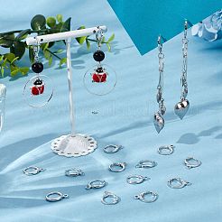 真鍮製フープピアス金具24組  水平ループ付き  長持ちメッキ  鉛フリーとニッケルフリー  304ステンレススチール製丸カン48個付き  プラチナ  14.7x11.7x2mm  穴：1.8mm&nbsp;DIY-CN0002-20