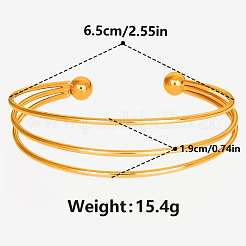 304ステンレススチール製カフバングル  女性のためのトルクバングル  18KGP本金メッキ  内径：2-1/2インチ（6.5cm）&nbsp;ID4406-2