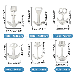 6個 6スタイル 304ステンレススチール アンカーフック留め具  レザーコードブレスレット作り用  ステンレス鋼色  31~40x20~25.5x2.5~7mm  穴：4~7x4~10mm  1個/スタイル&nbsp;STAS-UN0050-80