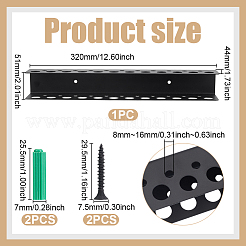 鉄製の壁掛け工具収納オーガナイザーラック  ブラック  320x51x44mm  内径：8~16mm&nbsp;ODIS-WH0331-26A