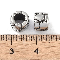 316サージカルステンレススチールヨーロピアンビーズ  大穴ビーズ  コラム  アンティークシルバー  7.5x6mm  穴：4mm&nbsp;STAS-P362-04AS-01