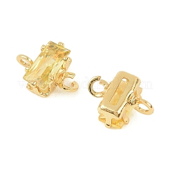 Brass Pave Cubic Zirconia Rectangle Connector Charms&nbsp;KK-P347-06G