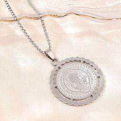 Religion 201 Stainless Steel Saint Benedict Medal Pendant 304 Stainless Steel Box Chain Necklaces&nbsp;SA-H003-04P