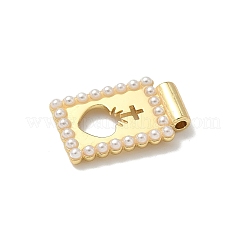 真鍮チャーム  長方形  ABSの模造パールと  長持ちメッキ  ラックめっき  18KGP本金メッキ  23x15x4mm  穴：1.8mm&nbsp;KK-H079-07G