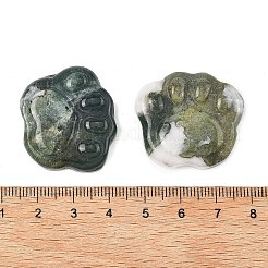 天然の苔瑪瑙の彫刻されたカボション  猫の足のプリント  26.5~28x29.5~30.5x7.5~8.5mm&nbsp;G-I395-A05