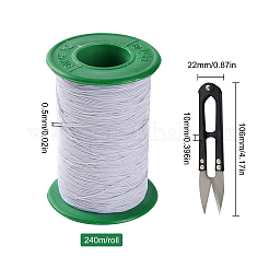 DIYジュエリーキット  1ロールの白い綿のストレッチスレッドを含む  はさみ  ホワイト  0.5mm  約240m /ロール&nbsp;DIY-GF0004-43B