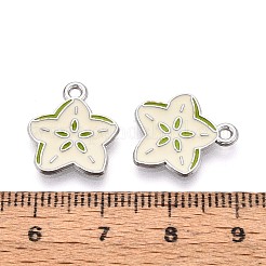フルーツ合金エナメルチャーム  ゴレンシ  プラチナ  ベージュ  16x14x1.5mm  穴：1.4mm&nbsp;PALLOY-S058-01P-04