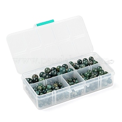 340個4スタイルの天然苔瑪瑙ビーズ  ラウンド  4mm / 6mm / 8mm / 10mm  穴：0.8~1mm&nbsp;G-LS0001-41