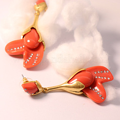 Flower Brass Resin Dangle Stud Earrings&nbsp;FS-WG7DC82-01