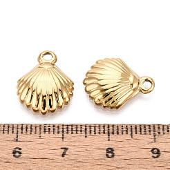 Textured 304 Stainless Steel Shell Shape Pendants&nbsp;X-STAS-T072-56G