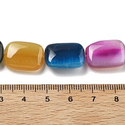 天然バンデットアゲートビーズ連売り  染め＆加熱  長方形  ミックスカラー  18x13x5mm  穴：1mm  約10~11個/連  7.28''~7.87''（18.5~20センチメートル）&nbsp;G-K392-B10-13x18mm