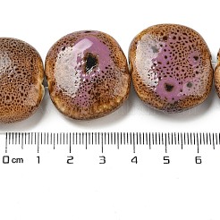 手作り陶器ビーズ連売り  ブロック  スミレ  26.5~27x30x10~11.5mm  穴：1.2~2mm  約12~13個/連  12.60~13.78''（32~35センチメートル）&nbsp;PORC-B002-16B