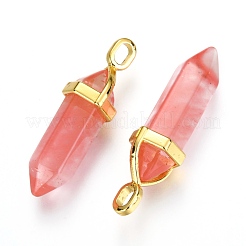 Cherry Quartz Glass Double Terminated Pointed Pendants&nbsp;G-G902-C09