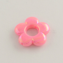 ABの色は不透明なアクリルビーズフレームメッキ  花  ミックスカラー  19x4mm  穴：2mm  内径：6mm  約640個/500g&nbsp;SACR-Q106-14