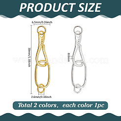 2個2色925スターリングシルバーオーバルフックとSフック留め金  プラチナ·ゴールデン  30x6.5x0.8mm  穴：2.6mm  1pc /カラー&nbsp;STER-PH0004-16