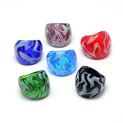 Handmade Lampwork Wide Band Finger Rings&nbsp;RJEW-T002-01-B