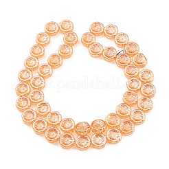 パール光沢メッキ電気メッキガラス透明ビーズ連売り  花  砂茶色  14x14.5x5.5mm  穴：1.2mm  約45個/連  25.83インチ（65.6cm）&nbsp;EGLA-G037-10A-PL01