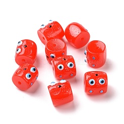 ハロウィーン不透明樹脂ビーズ  怪物の顔をした柱  レッド  13x12.5x14mm  穴：2mm&nbsp;RESI-E023-01B