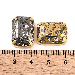 縫い付けラインストーン  ガラスクリスタルラインストーンマルチ連リンク  真鍮製爪付き台座付き  衣料品アクセサリー  多面カット  長方形  ゴールドカラー  18x13x8mm  穴：1.2mm&nbsp;EGLA-F162-09G-03
