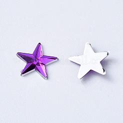 アクリルラインストーンフラットバックカボション  バックメッキ  多面カット  スター  インディゴ  10x1.5mm&nbsp;RSB385-6
