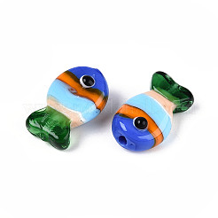 手作りランプワークビーズ連売り  魚  ミックスカラー  19~20.5x12~13x9~11mm  穴：1~1.6mm  約15個/連  11.61インチ（29.5cm）&nbsp;LAMP-N036-15C