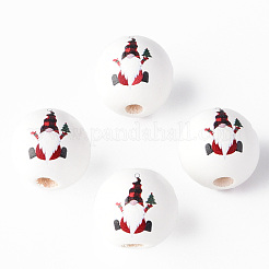 Painted Natural Wood Round Beads&nbsp;WOOD-N006-177