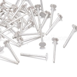スターリングシルバーのフラットパッドスタッドピアスパーツ 925 個  スタンプ925個付きイヤリングポスト  銀  トレイ：3mm  11.5mm  ピン：0.8mm&nbsp;STER-K167-045B-S