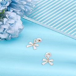 1 Pair Bowknot Alloy Enamel Dangle Stud Earrings&nbsp;EJEW-LP0007-086