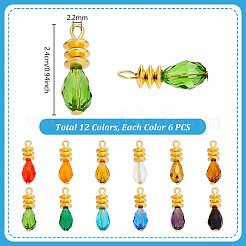 72Pcs 12 Colors Glass Pendants&nbsp;PALLOY-PH01953