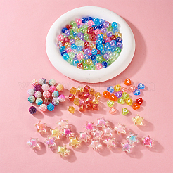 DIYキャンディーカラーブレスレット作りキット  スター&キューブ&ハート&イミテーションパールアクリルビーズ含む  ミックスカラー  ビーズ：380個/セット&nbsp;DIY-TA0004-62