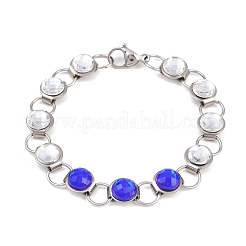 304 Stainless Steel and Glass Link Chain Bracelets for Women&nbsp;GL-T001-02A