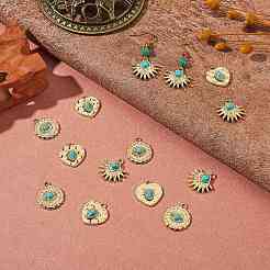 30Pcs 3 Styles Synthetic Turquoise Alloy Pendants&nbsp;FIND-SZ0002-82