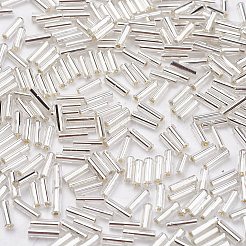 ガラス竹ビーズ  銀並ぶ  ゲインボロ  12x2mm  穴：0.5mm  約5000個/袋&nbsp;SEED-E001-12mm-21