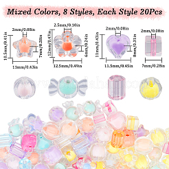 160Pcs 8 Styles Transparent Acrylic Beads&nbsp;TACR-SP0001-10