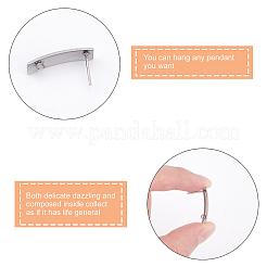 304ステンレススチールスタッドピアス金具  カン付き  長方形  ステンレス鋼色  21x6mm  穴：1.8mm  ピン：0.7mm  50個/箱&nbsp;STAS-UN0018-67P