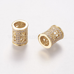 真鍮製キュービックジルコニアヨーロピアンビーズ  コラム  ゴールドカラー  10x9x8mm  穴：5mm&nbsp;X-ZIRC-F001-76G
