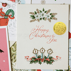 プラスチック製の粘着式金箔エンボスステッカー  メダル装飾ステッカー  クリスマス鐘  5x5cm  4pcs /シート&nbsp;DIY-WH0211-411