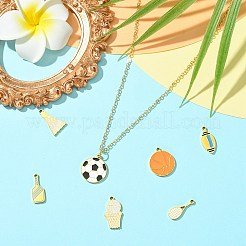 7個7スタイル304ステンレススチールペンダント  エナメル  イオンプレーティング（ip）  18KGP本金メッキ  混合図形  18.2~20.3x8~16x1.7mm  穴：1.5mm&nbsp;STAS-CJ0003-45