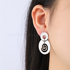 女性用304ステンレススチール製スパイラルスタッドピアス  ステンレス鋼色  32x22.8mm&nbsp;WG2DEFF-01