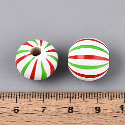 スプレー塗装されたシマウッドビーズ  印刷されたビーズ  ラウンド  カラフル  15~16x14.5~15mm  穴：4~5mm&nbsp;WOOD-T032-36B