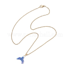 MIYUKI Delica Beads Beaded Mermaid Tail Pendant 304 Stainless Steel Cable Chain Necklaces for Women&nbsp;NJEW-MZ00130-05