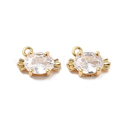 クリアガラスチャーム  真鍮パーツ  キャンディ  18KGP本金メッキ  8.5x12x5mm  穴：1.2mm&nbsp;KK-M233-42G
