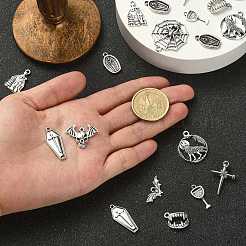 100Pcs 10 Styles Tibetan Style Alloy Vampire Pendants&nbsp;TIBEP-CJ0002-81