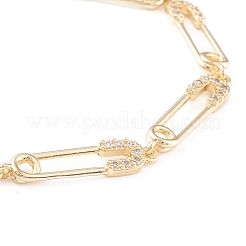 Brass Micro Pave Clear Cubic Zirconia Link Bracelets&nbsp;BJEW-F408-01G