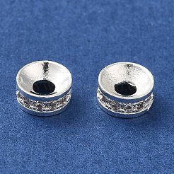 Rack Plating Brass Pave Clear Cubic Zirconia Spacer Beads&nbsp;KK-M285-15S