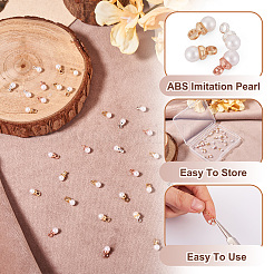 40Pcs 4 Colors Brass ABS Imitation Pearl Pendants&nbsp;KK-TA0001-73
