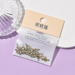 シェグレース 真鍮 パヴェ キュービックジルコニア フラット ラウンド コネクター チャーム  カドミウムフリー＆ニッケルフリー＆鉛フリー  長持ちメッキ  プラチナメッキ  きいろ  10.5x5x2mm  穴：1.2mm&nbsp;XGRQ2O778-442D-P