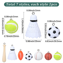 14Pcs 7 Styles Sport PU Leather & Velvet & Wood & Plastic Pendants&nbsp;DIY-SC0032-11