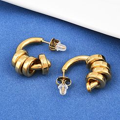 304 Stainless Steel C-Shaped Stud Earrings&nbsp;EJEW-K268-78G