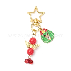 5Pcs Christmas Opaque Acrylic Angel & Alloy Enamel Pendant Decorations&nbsp;HJEW-JM04243